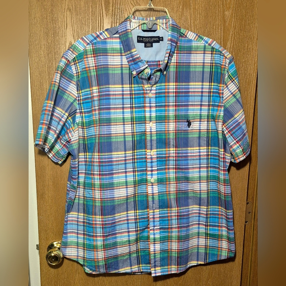 U.S. Polo Assn. Men's Short Sleeve Plaid Shirt 2XL